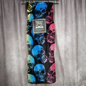 Colorful Skull Print Plush Throw Blanket Rainbow Ombre 50" X 70" Whimsigoth Punk